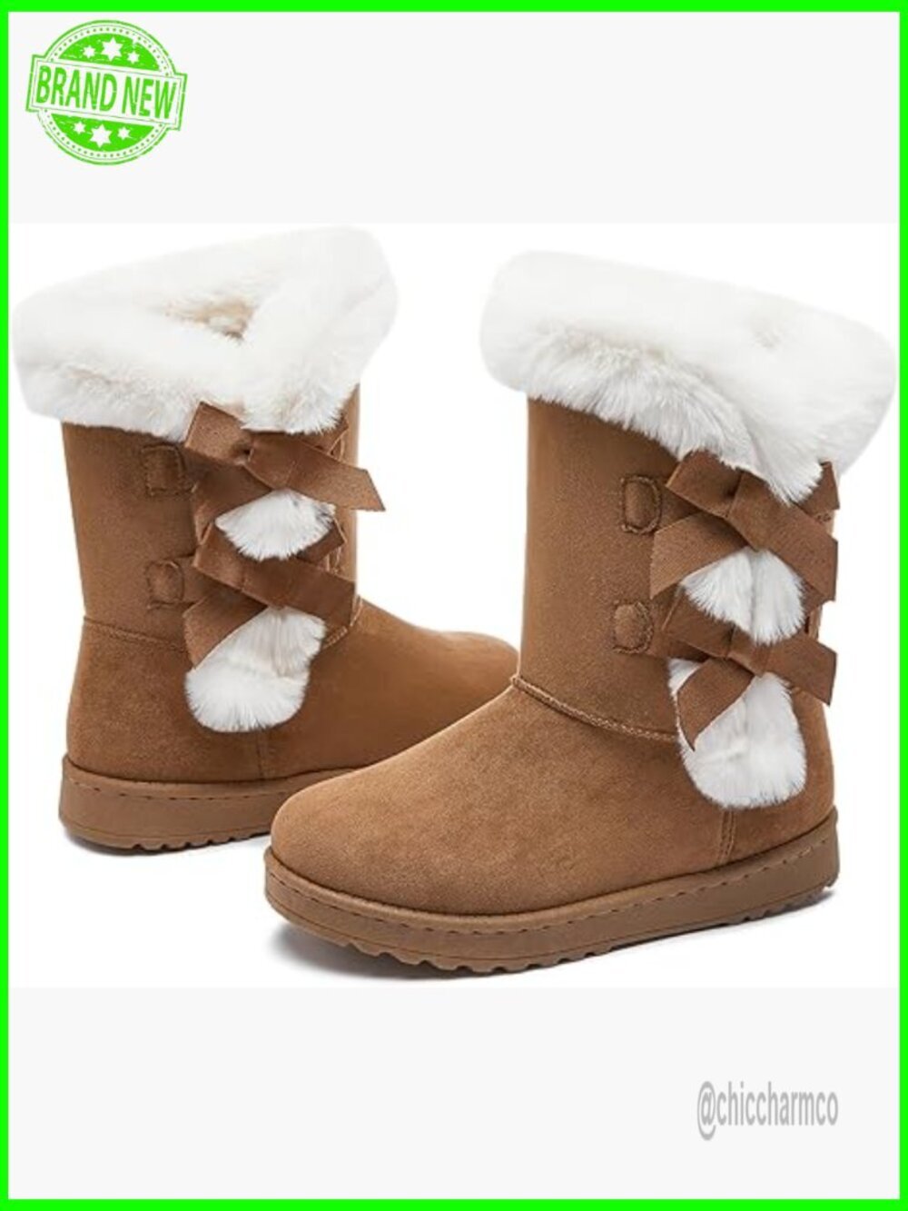 Mid-calf snow boots with warm fur lining, non-slip sole, cozy winter boots